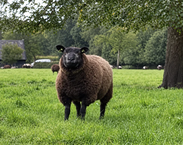 Een schaap in de groene wei.
